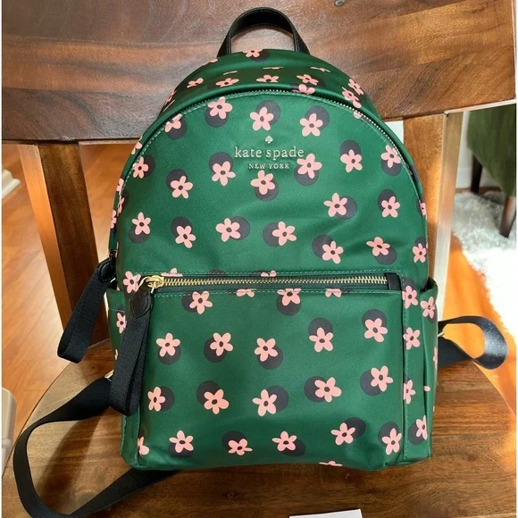 Kate Spade Green Multi Floral Medium Backpack - Picture 1 of 9